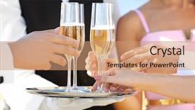  Presentation with waiter - Audience pleasing presentation theme consisting of buffet line - waiter offering champagne to guests backdrop and a coral colored foreground