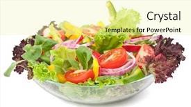  Presentation with not healthy drink - Slides with serving of healthy vegetables salad background and a blonde colored foreground