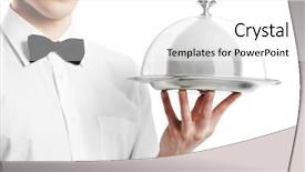  Presentation with lid - Beautiful slide set featuring serving people - close up waiter hand backdrop and a white colored foreground