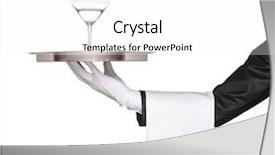  Presentation with cocktail - Colorful presentation enhanced with serving people - hand holding a silver tray backdrop and a white colored foreground