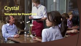  Presentation with restaurant waiter - Amazing PPT layouts having selective focus on the pistachio and cashew nuts on ladle backdrop and a red colored foreground