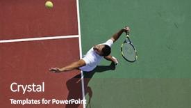  Presentation with play - Theme enhanced with serving people - young man play tennis outdoor background and a tawny brown colored foreground