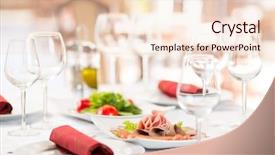  Presentation with table setting - Cool new theme with serving tables - banquet setting table in restaurant backdrop and a lemonade colored foreground
