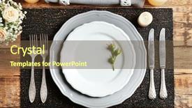  Presentation with elegant table setting - Amazing presentation design having serving tables - beautiful festive table setting backdrop and a tawny brown colored foreground