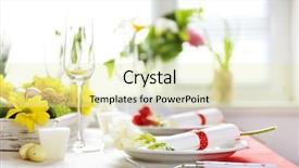  Presentation with table setting - Slide set consisting of serving tables - beautiful holiday easter table setting background and a soft green colored foreground