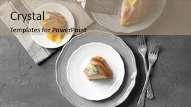  Presentation with slice of decorated cake - Colorful theme enhanced with serving tables - composition with delicious sliced citrus backdrop and a coral colored foreground