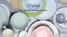  Presentation with tableware - Beautiful PPT theme featuring serving tables - different tableware on wooden background backdrop and a sky blue colored foreground