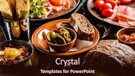  Presentation with dinner - Theme having serving tables - spanish dinner cooked and served background and a wine colored foreground