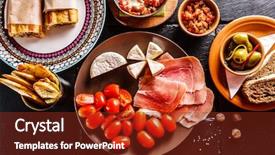  Presentation with annual dinner company - Colorful presentation enhanced with serving tables - spanish dinner cooked and served backdrop and a tawny brown colored foreground