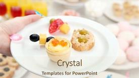  Presentation with role play woman and man - Beautiful theme featuring serving tables - woman holding plate with snacks backdrop and a lemonade colored foreground