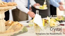  Presentation with catering - Amazing PPT theme having serving themselves buffet at company backdrop and a lemonade colored foreground
