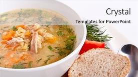  Presentation with soup - Slide set featuring red green lentils - servings of lentil chicken soup background and a sky blue colored foreground