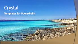  Presentation with summer holiday - PPT theme consisting of ses - beatiful sunny beach day background and a teal colored foreground