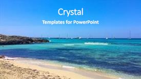  Presentation with clear sunny day rural landscape - Beautiful slide deck featuring ses - beatiful sunny beach day backdrop and a  colored foreground