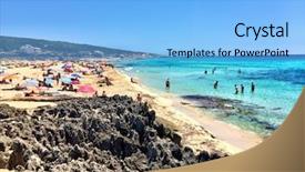  Presentation with summer holiday - PPT theme enhanced with ses - beatiful sunny beach day background and a  colored foreground