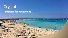  Presentation with shells beach summer holiday - Amazing PPT theme having ses - beatiful sunny beach day backdrop and a  colored foreground