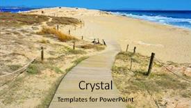  Presentation with beach party invitation - PPT theme having ses illetes beach in formentera background and a coral colored foreground