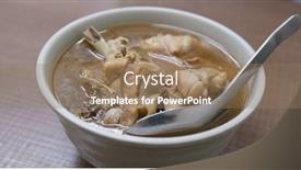  Presentation with noodles - Audience pleasing PPT layouts consisting of sesame-oil-chicken-noodles backdrop and a coral colored foreground