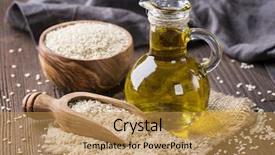  Presentation with oil seeds - Slide set enhanced with sesame oil in glass background and a gold colored foreground