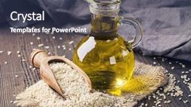  Presentation with oil seeds - Cool new PPT layouts with sesame oil in glass backdrop and a tawny brown colored foreground