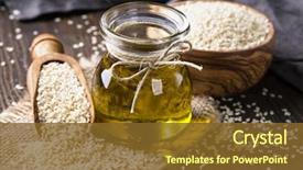  Presentation with oil seeds - Slide set having sesame oil in glass background and a tawny brown colored foreground