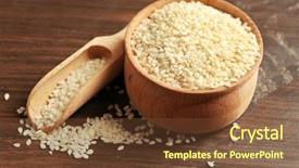 Presentation with seeds - PPT layouts having sesame seeds on wooden table background and a tawny brown colored foreground