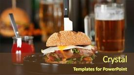  Presentation with burger - Theme featuring sesame street - plate with tasty bacon burger background and a  colored foreground