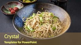  Presentation with noodles - Presentation design with sesame street - soba noodles with tsukemono background and a coral colored foreground