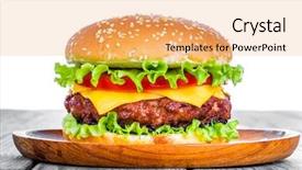  Presentation with hamburger - PPT theme featuring sesame street - tasty and appetizing hamburger cheeseburger background and a yellow colored foreground