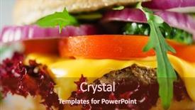  Presentation with burger - Slides enhanced with sesame street - tasty beef burger background and a  colored foreground