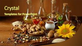  Presentation with sesame seed - Beautiful PPT layouts featuring sesame sunflower olives walnut peanut backdrop and a tawny brown colored foreground