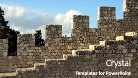  Presentation with castle - Slides with sesimbra-castle-walls-portugal background and a tawny brown colored foreground