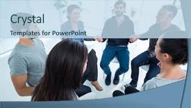  Presentation with group therapy - PPT layouts enhanced with session sitting in a circle background and a sky blue colored foreground