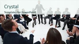  Presentation with coach - Cool new slide deck with session with the business backdrop and a sky blue colored foreground