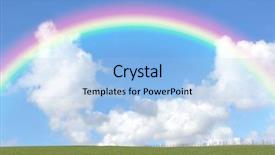  Presentation with sky rainbow - Presentation theme with set against a blue sky background and a light blue colored foreground