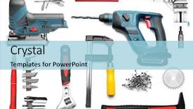  Presentation with carpenter - Beautiful slides featuring set of carpenter's tool backdrop and a light blue colored foreground