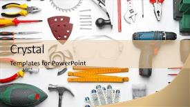  Presentation with construction tools - Presentation theme with set of carpenter's tools background and a lemonade colored foreground