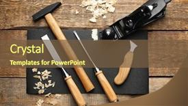  Presentation with set of construction tools tool - PPT theme having set of carpenter's tools background and a tawny brown colored foreground
