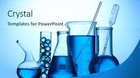  Presentation with test tubes - Amazing presentation theme having set chemical equipment - test-tubes with blue liquid backdrop and a cool aqua colored foreground