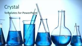  Presentation with test tubes - Audience pleasing PPT theme consisting of set chemical equipment - test-tubes with blue liquid backdrop and a cool aqua colored foreground