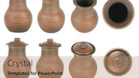  Presentation with clay - PPT theme featuring set-clay-and-ceramic-jugs background and a coral colored foreground