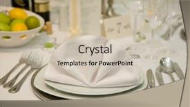  Presentation with wedding banquet table - Theme enhanced with set for a wedding dinner background and a soft green colored foreground