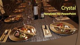  Presentation with banquet - Audience pleasing presentation theme consisting of set for an elegant dinner backdrop and a wine colored foreground