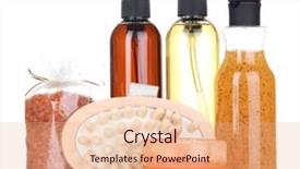  Presentation with skincare and body care spa - Cool new slide deck with set-for-care backdrop and a coral colored foreground