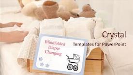  Presentation with baby shower - Colorful presentation design enhanced with set for game blindfolded diaper backdrop and a lemonade colored foreground