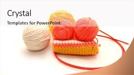  Presentation with knitting - Colorful PPT theme enhanced with set for knitting on a white background backdrop and a sky blue colored foreground