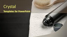  Presentation with personal care - Audience pleasing theme consisting of aerosol - set for personal care backdrop and a tawny brown colored foreground