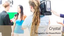  Presentation with celebrity - Cool new slides with set for video production backdrop and a coral colored foreground