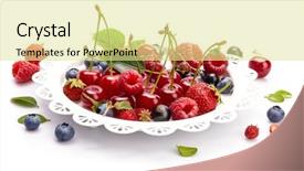  Presentation with fruit mix berry - Amazing PPT theme having set fresh berry mix summery backdrop and a blonde colored foreground