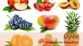  Presentation with fruits - Audience pleasing slides consisting of set fresh fruits with green backdrop and a yellow colored foreground